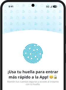 Celular donde se muestra la pantalla para configurar datos biométricos