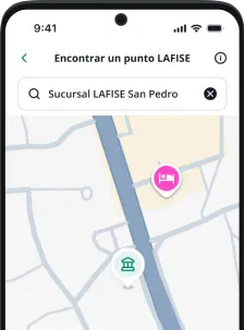 Celular donde se muestra la pantalla en la que aparecen los puntos LAFISE