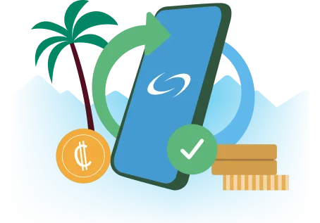 Celular mostrando pantalla de inicio en SINPE Móvil